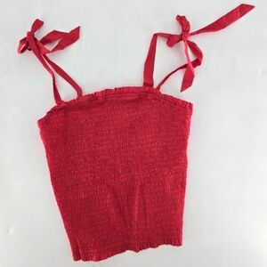 POPSUGAR Red‎ Smocked Camisole with Tie Front